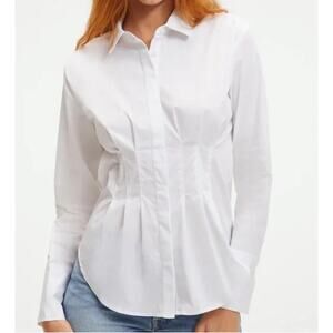 Good American Dart Waist Button Up Womens 3XL (6) Poplin Shirt White Business